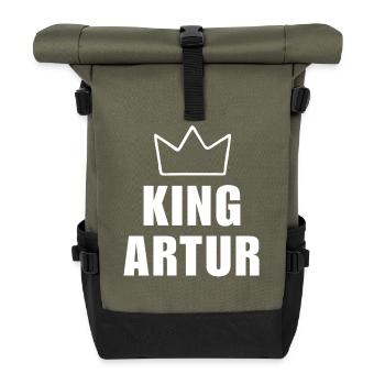 T-shirt Couronne du Roi Arthur – Nom commençant par A - Sac à dos roll top - olive/noir - Devant