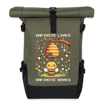 Endlose Leben – endlose Bienenstöcke | Imker - Rolltop Rucksack - Olive/Schwarz - Vorne