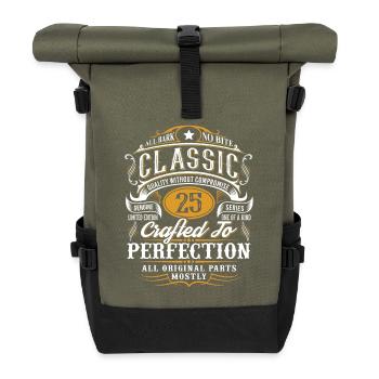 25. Geburtstag - Rolltop Rucksack - Olive/Schwarz - Vorne