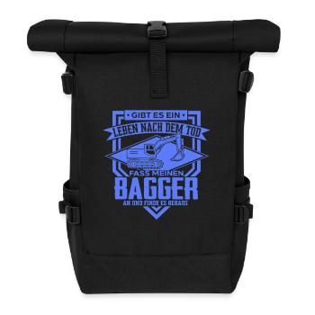 Baggerfahrer Sprüche Baugeräteführer Hochbau - Rolltop Rucksack - Schwarz - Vorne