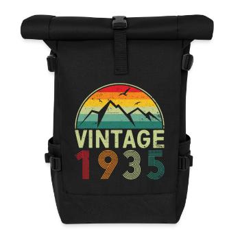 Retro Mountain Range Vintage Design - Roll Top Backpack - black - Front