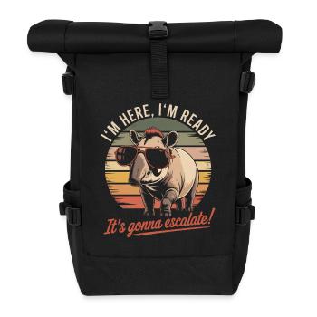 Im Here Ready It's Gonna Escalate Tapir Party - Rolltop Rucksack - Schwarz - Vorne