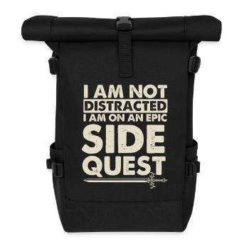 Auf einer epischen Nebenquest, nicht abgelenkt RPG-Gamer - Rolltop Rucksack - Schwarz - Vorne