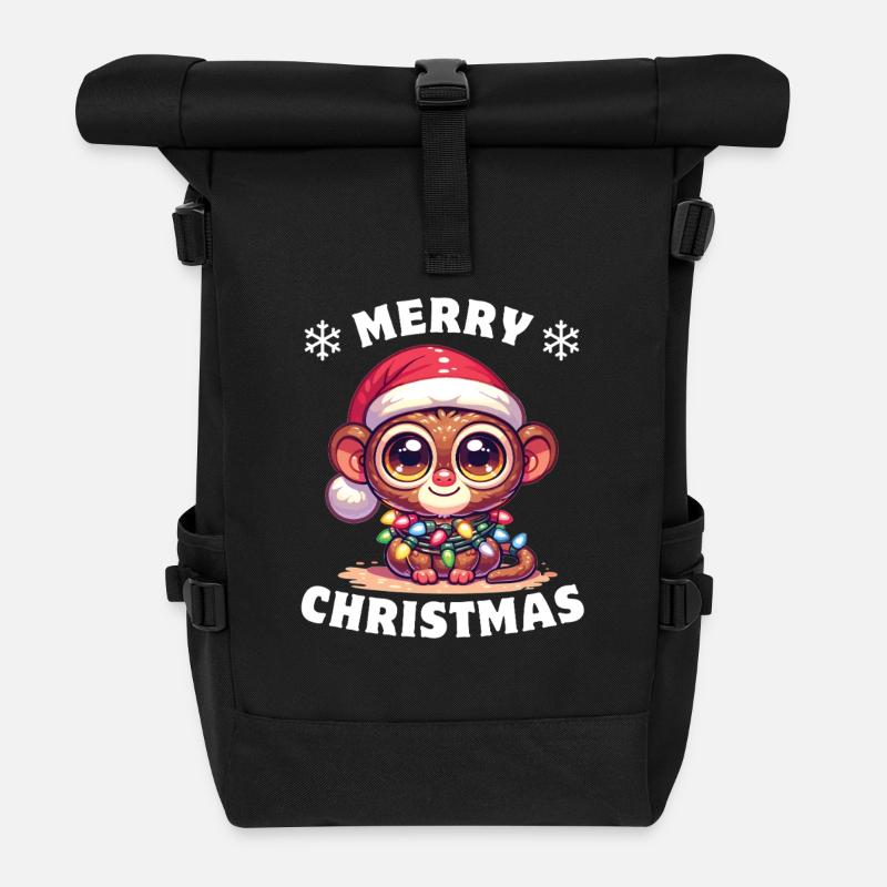 Weihnachten Lichterkette Koboldmaki - Rolltop Rucksack - Schwarz