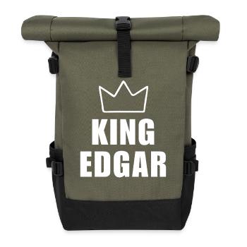 T-shirt avec le nom d'Edgar et la lettre E - Couronne du Roi - Sac à dos roll top - olive/noir - Devant