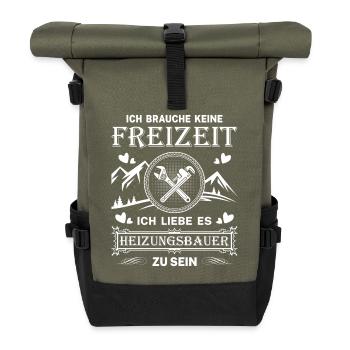 Chauffagiste Plombier Plombier de construction chauffage - Sac à dos roll top - olive/noir - Devant