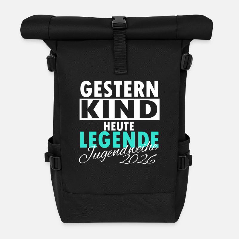 Jugendweihe 2026 Gestern Kind Heute Legende - Rolltop Rucksack - Schwarz