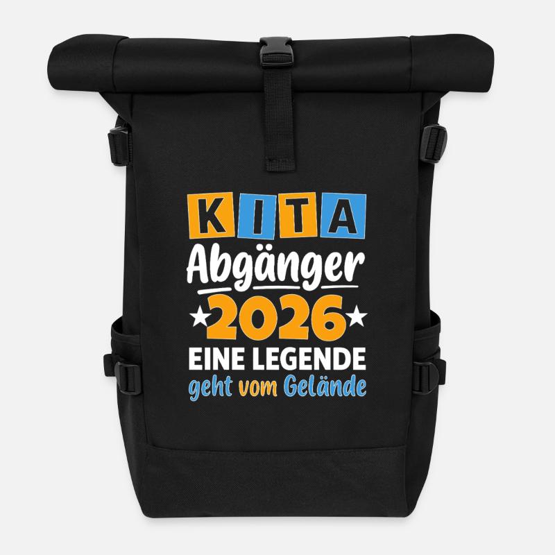 Kita Abgänger 2026 Design - Rolltop Rucksack - Schwarz