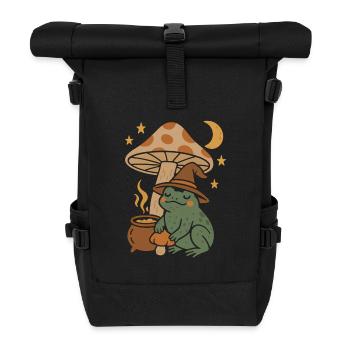 Märchenhafte Zauberkröte mit Pilz & Mond - Rolltop Rucksack - Schwarz - Vorne