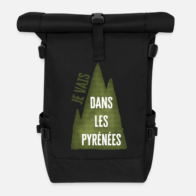 Ich gehe in die Pyrenäen - Green Mountain - Rolltop Rucksack - Schwarz