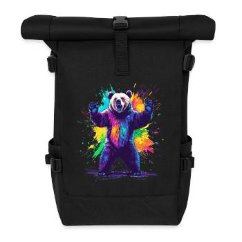 Bear with colorful explosion of color - Roll Top Backpack - black - Front