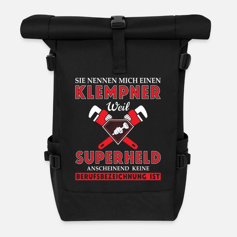 Heating Engineer Heating Construction Plumber Plumber - Roll Top Backpack - black