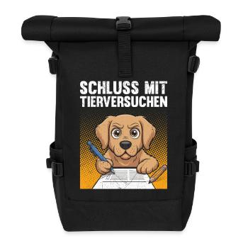 Animal welfare STOP ANIMAL TESTING FUNNY - Roll Top Backpack - black - Front