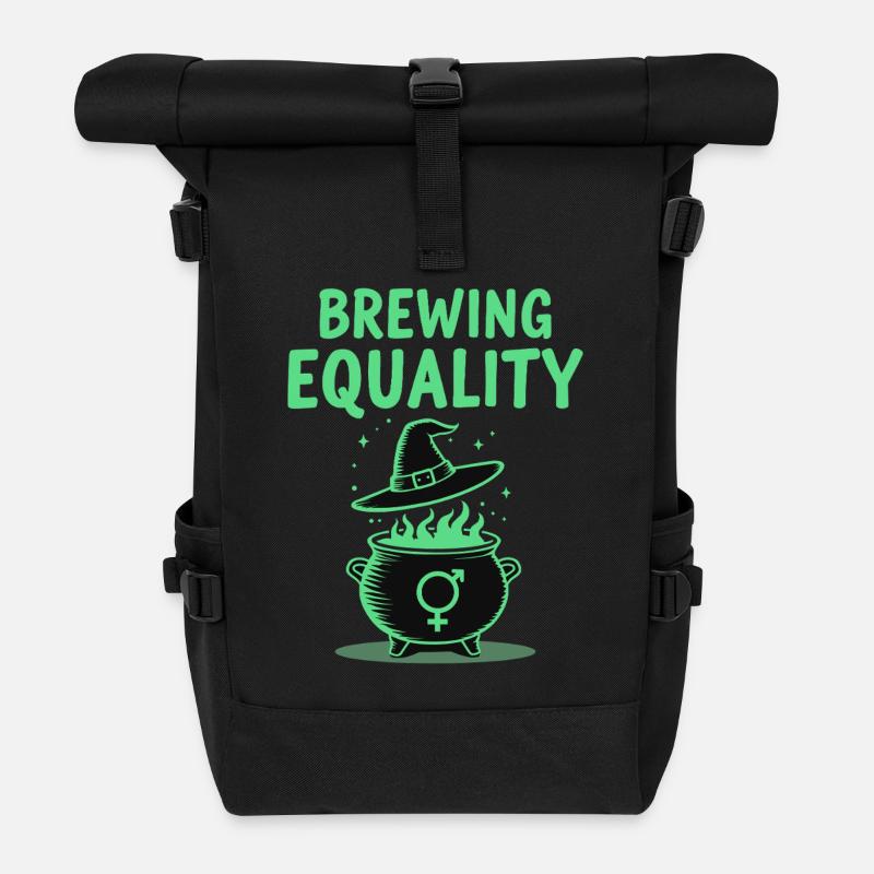 Brewing Equality – Feminism Halloween Saying - Roll Top Backpack - black