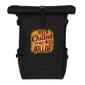Relaxed Guy Who Loves Jollof, Funny African Food  - Roll Top Backpack - black - Front