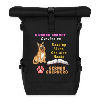 Book Lover German Shepherd - Roll Top Backpack - black - Front