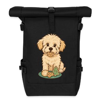 Noël Maltipoo – Chien avec biscuits - Sac à dos roll top - noir - Devant