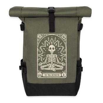 Yoga Teacher Tarot Card Halloween - Roll Top Backpack - olive/black - Front