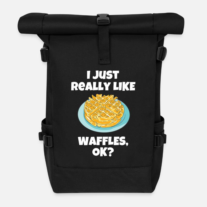 Ich liebe Waffeln Frühstück essen Geschenk Spruch - Rolltop Rucksack - Schwarz
