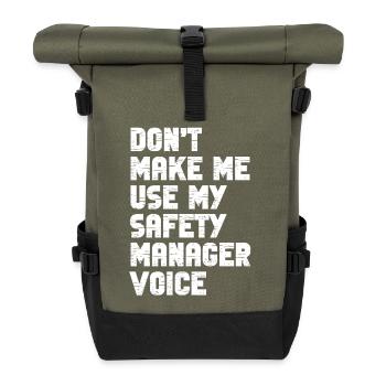 Safety Manager Saying Security Service Job Funny - Roll Top Backpack - olive/black - Front
