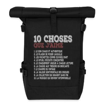 10 Things I Love Retro Music Vinyls - Roll Top Backpack - black - Front