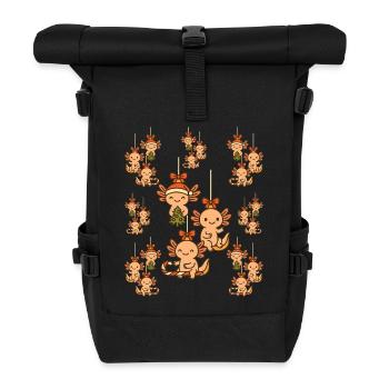 Axolotl Weihnachtsbaumschmuck süß - Rolltop Rucksack - Schwarz - Vorne
