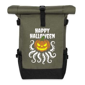 Happy Halloween - Octopus Pumpkin with Tentacles - Roll Top Backpack - olive/black - Front