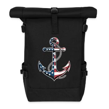  Patriotic Anchor Boat Captain Independence Day - Rolltop Rucksack - Schwarz - Vorne