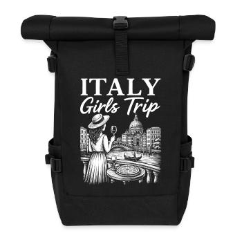 Italienische Mädchenreise Illustrationsdesign - Rolltop Rucksack - Schwarz - Vorne
