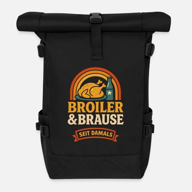 Broiler & Brause – Retro Ostalgie seit damals - Rolltop Rucksack - Schwarz