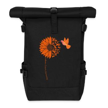 Motifs floraux avec colibri - Sac à dos roll top - noir - Devant