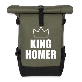 Homer Name mit Buchstabe H - King Crown Hemd - Rolltop Rucksack - Olive/Schwarz - Vorne