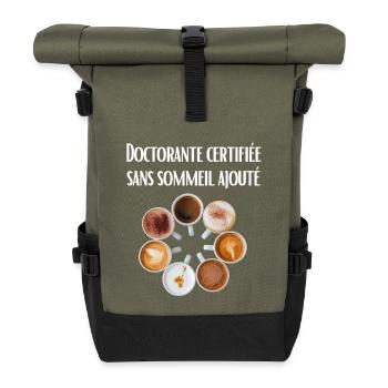 Zertifizierter Doktorand ohne zusätzlichen Schlaf - Rolltop Rucksack - Olive/Schwarz - Vorne