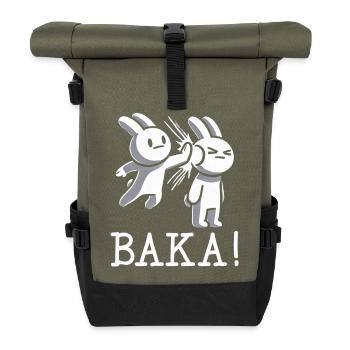Get Out Unnecessary Social Contact Baka Anime - Roll Top Backpack - olive/black - Front