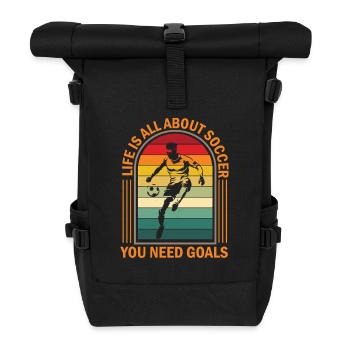 Buts de football – Un style rétro pour les fans de football - Sac à dos roll top - noir - Devant