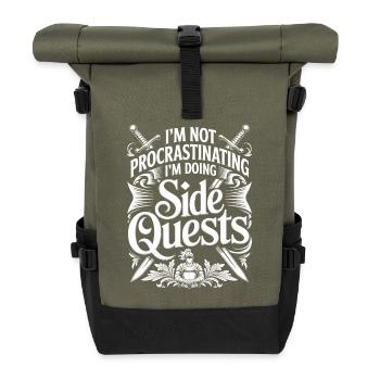 Im Not Procrastinating Im Doing Side Quests - Roll Top Backpack - olive/black - Front