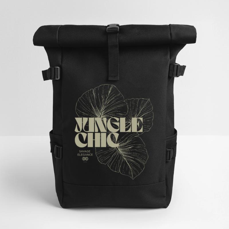 Tropical Monstera Leaf Pattern Design Roll Top Backpack