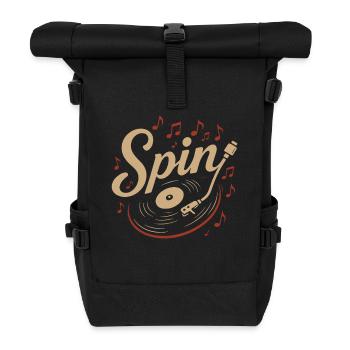 Drehen Sie Vinyl-Schallplatte Musikliebhaber Retro-Vibe - Rolltop Rucksack - Schwarz - Vorne