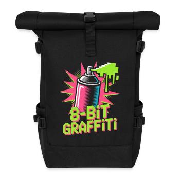 8-Bit Graffiti Pop Culture Retro Video Game - Roll Top Backpack - black - Front