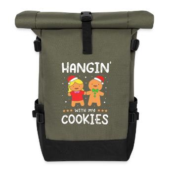 Gingerbread Christmas Gingerbread Man Gingerbread - Roll Top Backpack - olive/black - Front