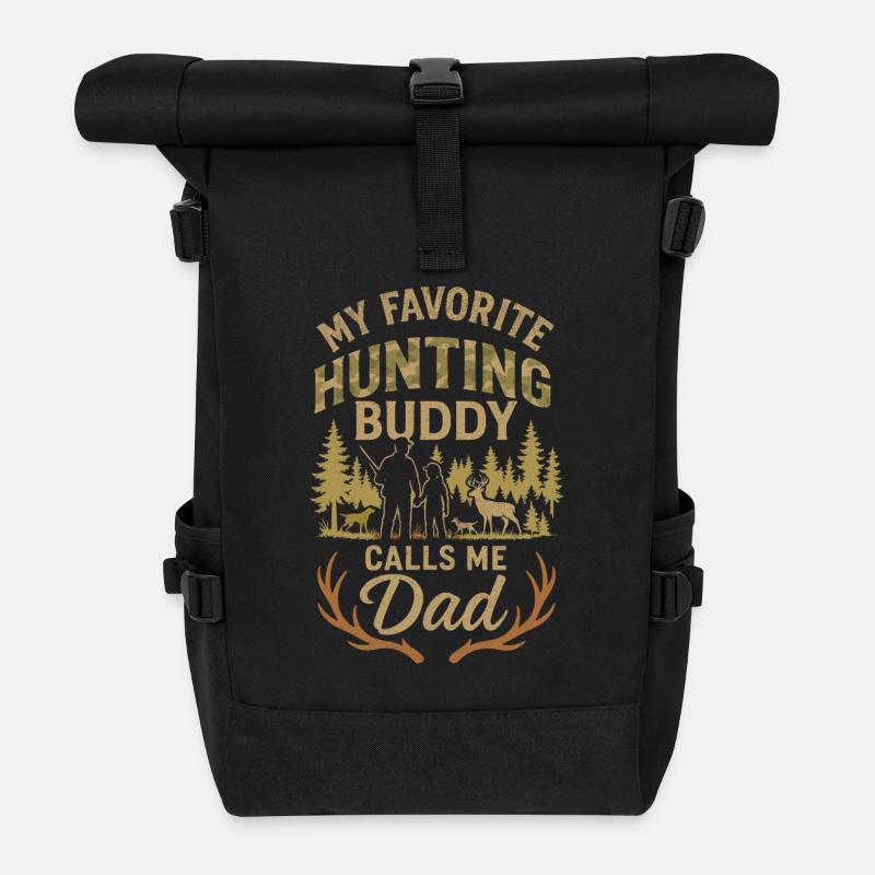 Mon compagnon de chasse préféré m’appelle papa - Sac à dos roll top - noir