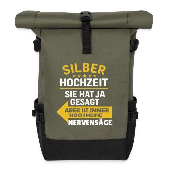 Sarcastic Wedding Gift - Roll Top Backpack - olive/black - Front