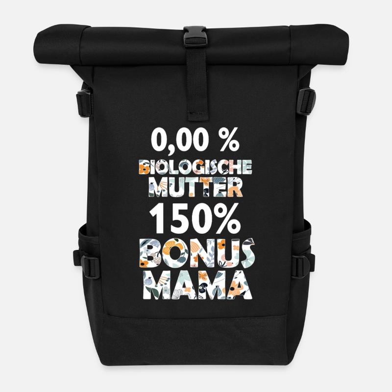 Mama Bonus Mama Mutter Mami Muttertag Geschenk - Rolltop Rucksack - Schwarz