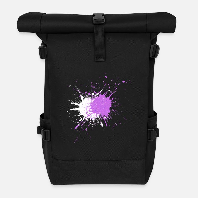 Aquarellartige Farbspritzer - Rolltop Rucksack - Schwarz