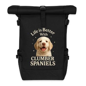 Clumber Spaniel - Rolltop Rucksack - Schwarz - Vorne