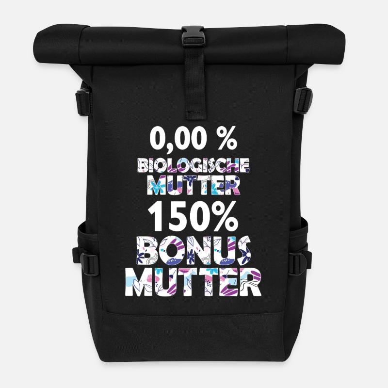 Bonus Mutter Mama Stiefmutter Muttertag Geschenk - Rolltop Rucksack - Schwarz