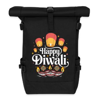 Happy Diwali Lampen Design - Rolltop Rucksack - Schwarz - Vorne