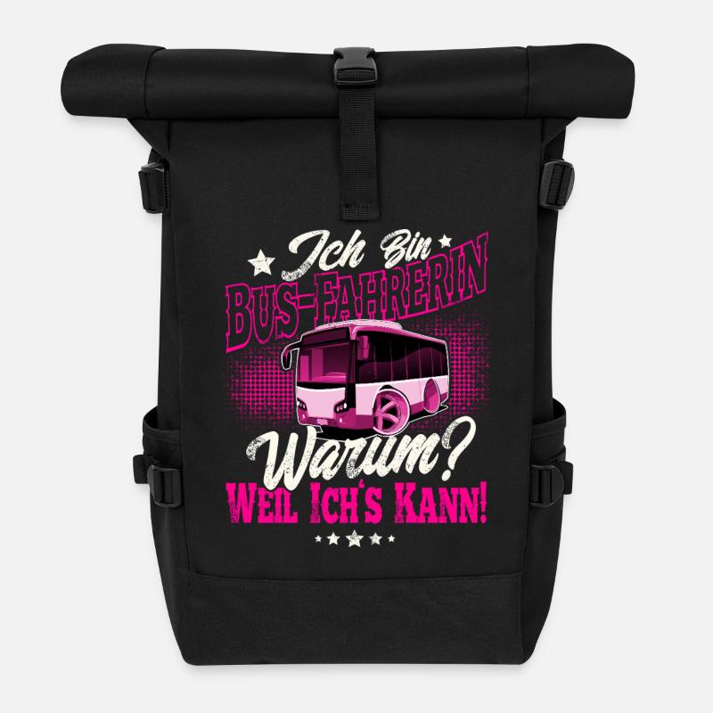 Busfahrerin - Rolltop Rucksack - Schwarz