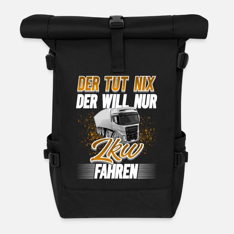 Lkw Fahrer - Rolltop Rucksack - Schwarz