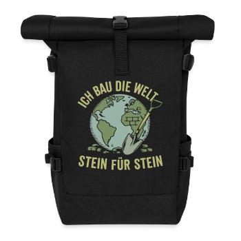 Weltaufbau Stein Für Stein - Rolltop Rucksack - Schwarz - Vorne